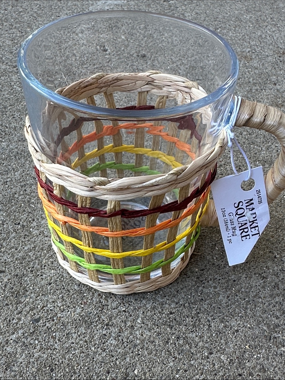 Market Square Multi-Color Woven Glass Mug New